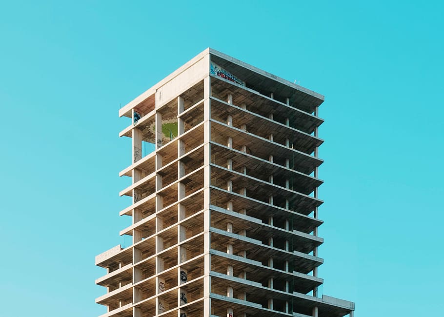 white building, architecture, infrastructure, tower, blue, sky HD wallpaper