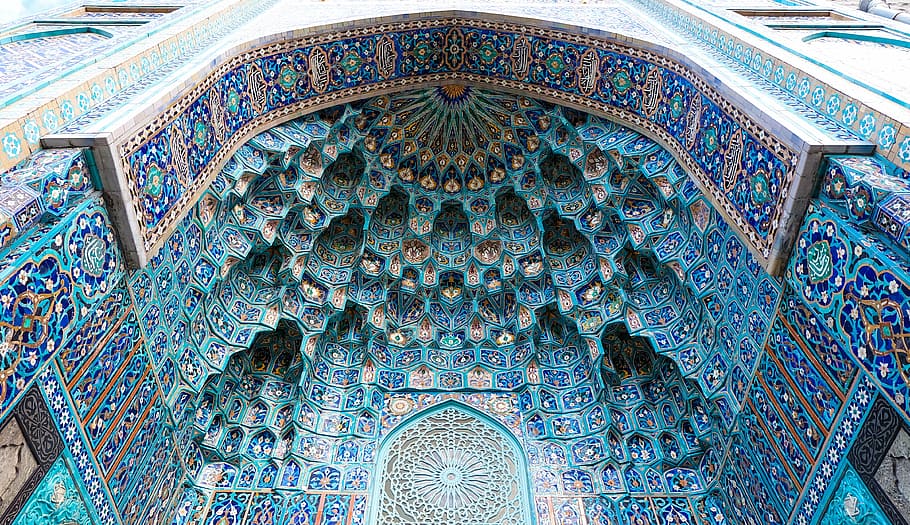 blue and brown painted landmark, mosque, st petersburg russia HD wallpaper