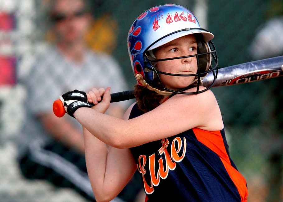 girl playing baseball during daytime, softball, batter, female HD wallpaper