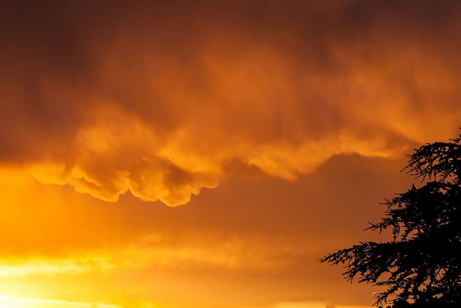 sky, cloud, thunderstorm, red, sunset, orange, turbid, beauty in nature HD wallpaper