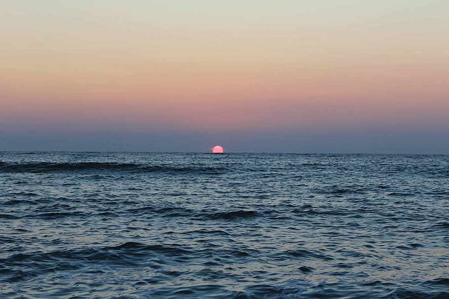 Ocean, Sun, Water, Nature, Horizon, sky, sunset, morning, sunrise HD wallpaper