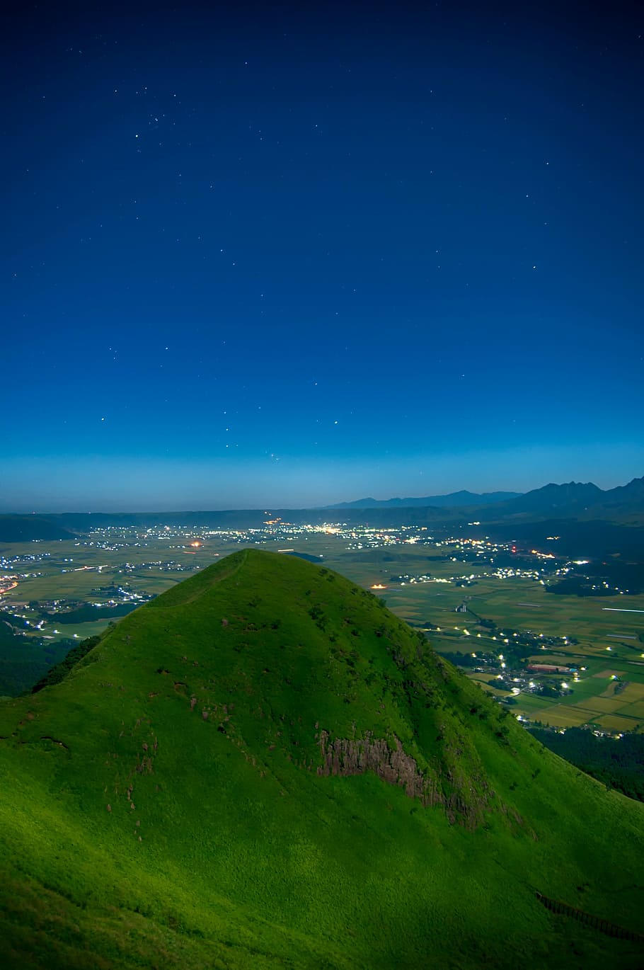 aso, kumamoto, volcano, night, star, sky, caldera, natural HD wallpaper