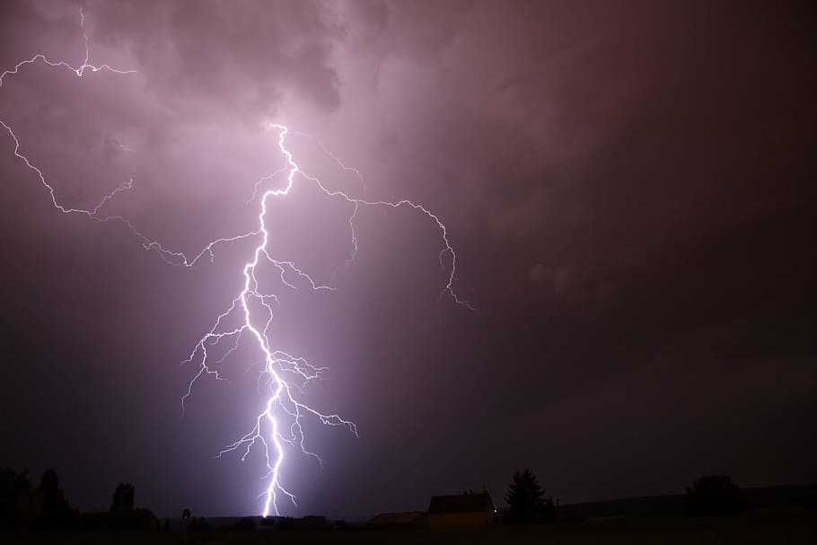 lightning strike, france, thunderstorms, cloud - sky, power in nature HD wallpaper