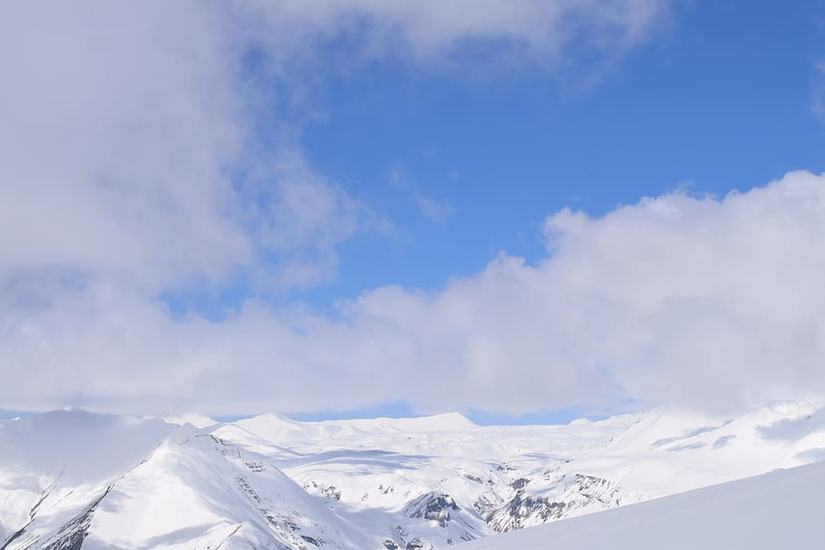 Mountain, Snow, Winter, Nature, Ski, blue, sky, scenics, landscape HD wallpaper