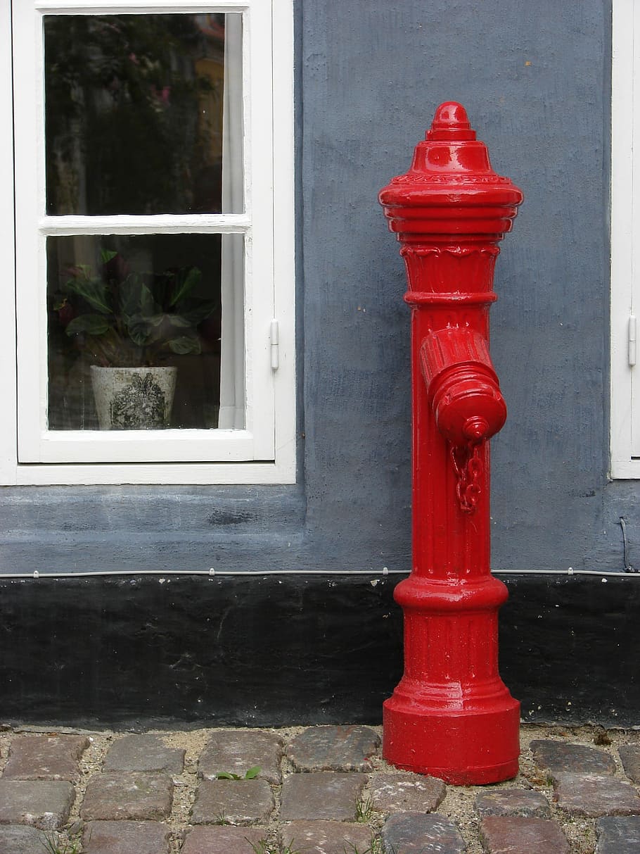 Hydrant, Denmark, Still Life, red, window, building exterior HD wallpaper