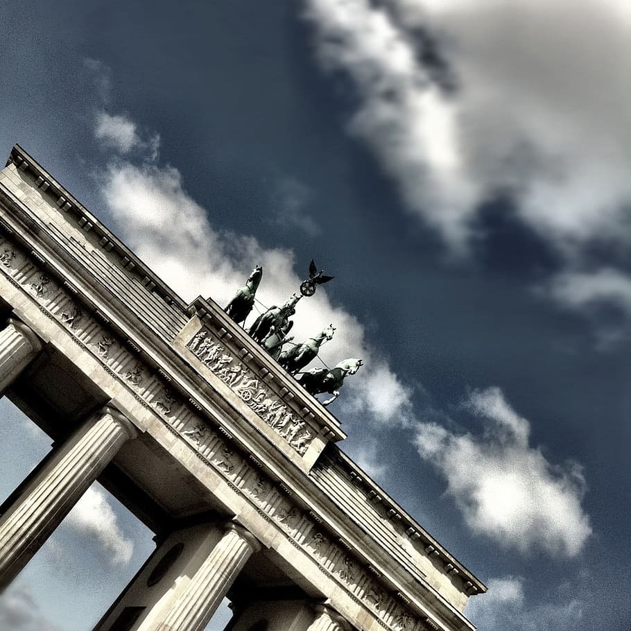low-angle shot photography of horse statues, berlin, brandenburg gate HD wallpaper