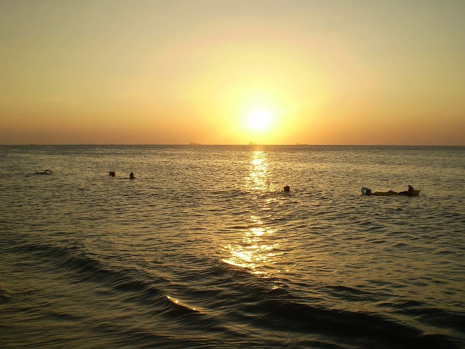 beach, landscape, sunset, water, sky, sea, beauty in nature HD wallpaper