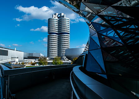 building, sky, clouds, design, city, perspective, construction HD wallpaper