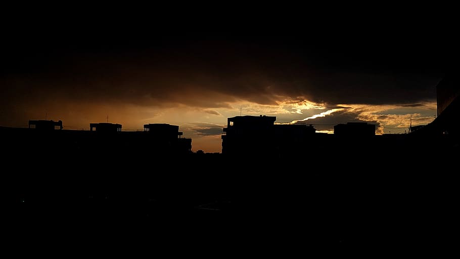 building silhouette during sunset, sunrise, architecture, building exterior HD wallpaper