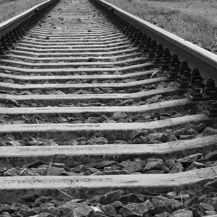 HD wallpaper: track, railway, ties, black and white, railroad Track ...