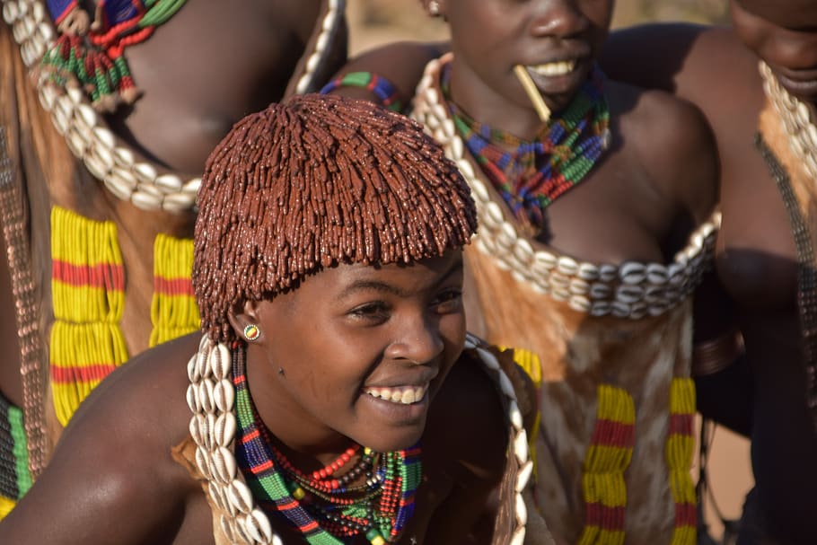 hammer, ethiopia, tribe, ethnicity, smiling, happiness, jewelry, HD wallpaper