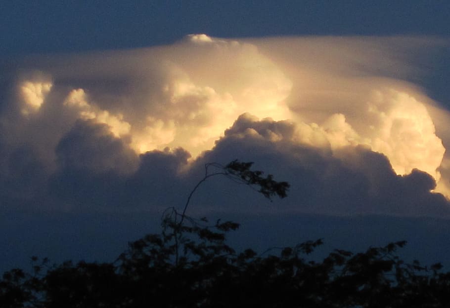 clouds, solid, cumulus, bulky, lit up, bright, shining, blowing HD wallpaper