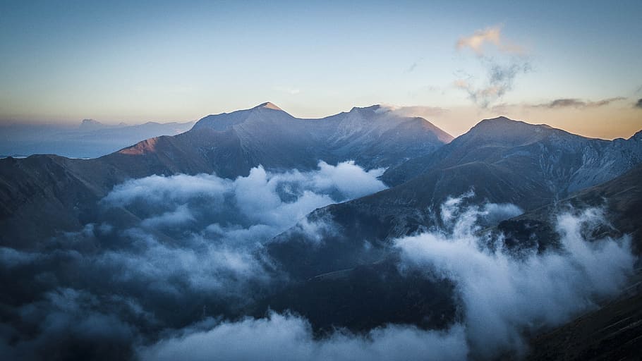 Photography of Mountain With Blue Sky As Backgroundw, clouds HD wallpaper