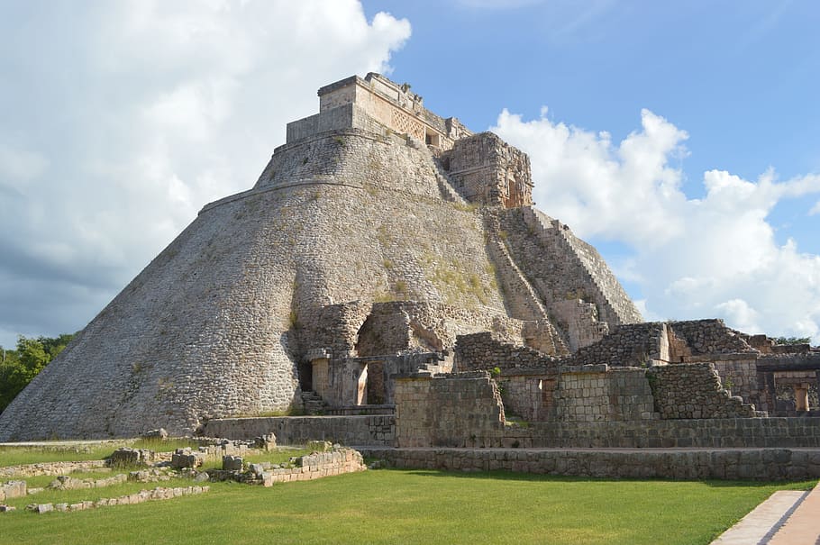 brown concrete temple, pyramid, mexico, maya, architecture, uxmal, HD wallpaper