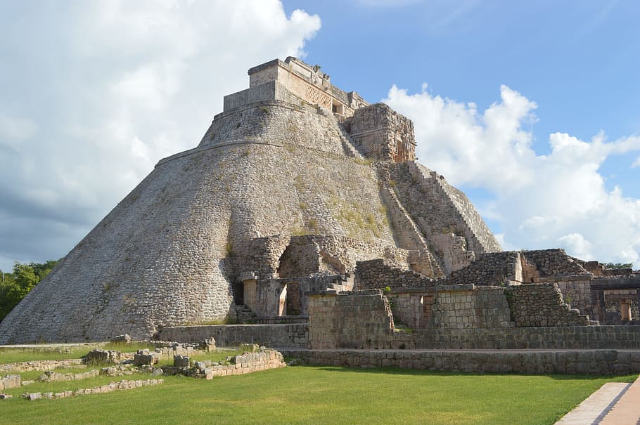 brown concrete temple, pyramid, mexico, maya, architecture HD wallpaper
