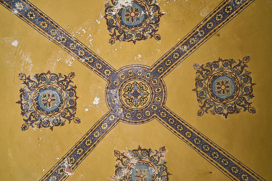 ceiling, wall, yellow, texture, dome, macro, beautiful, detail HD wallpaper
