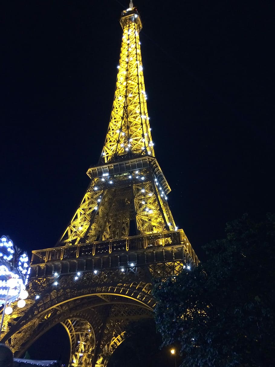 Eiffel Tower, Night, Golden, the eiffel tower, architecture HD wallpaper