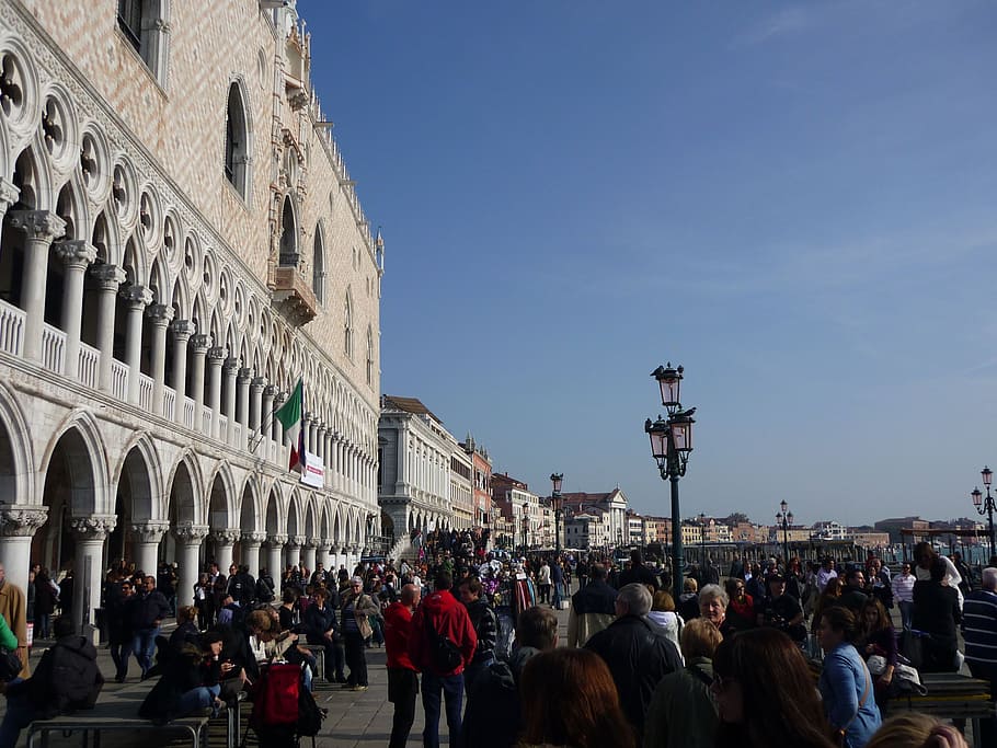 venice, italy, veneto, crowd, group of people, large group of people