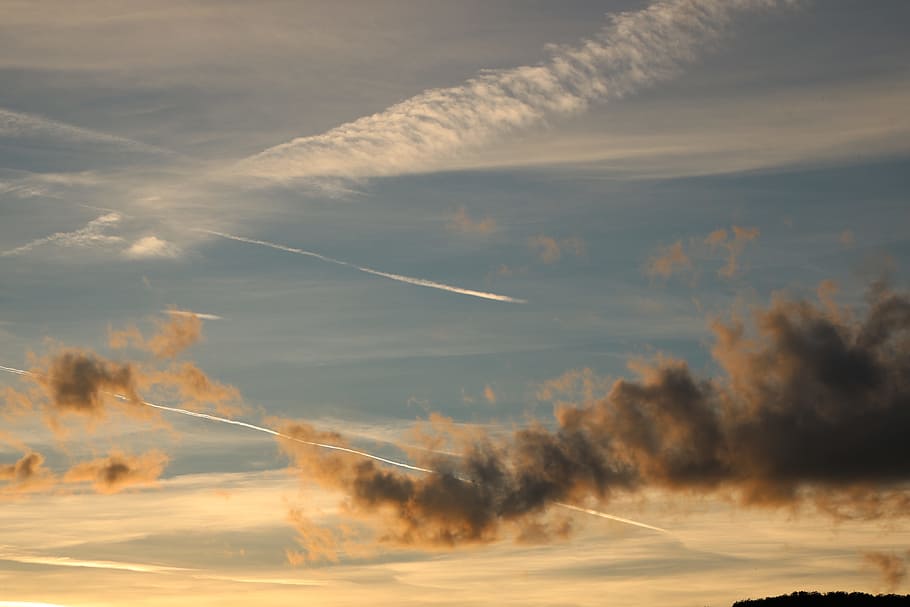 clouds, twilight, nature, cloud - sky, vapor trail, beauty in nature HD wallpaper
