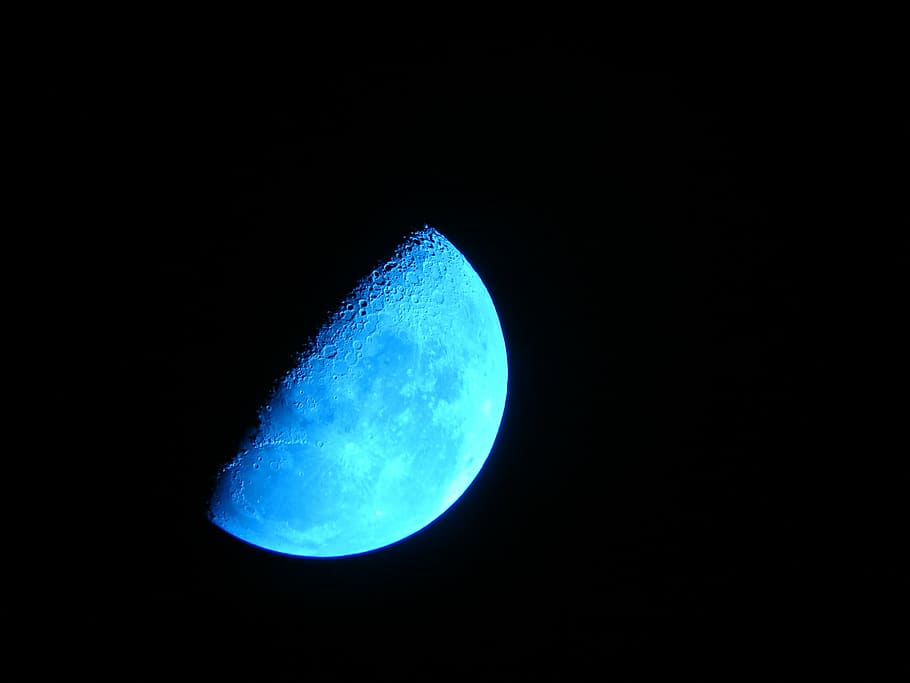 moon, crescent, sky, crescent moon, night, night sky, blue HD wallpaper