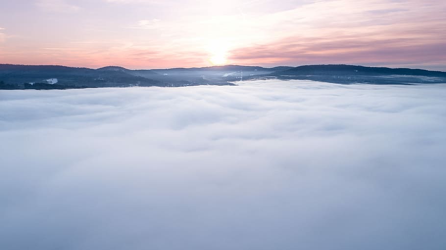 landscape photography of white clouds over mountain, sea of clouds HD wallpaper