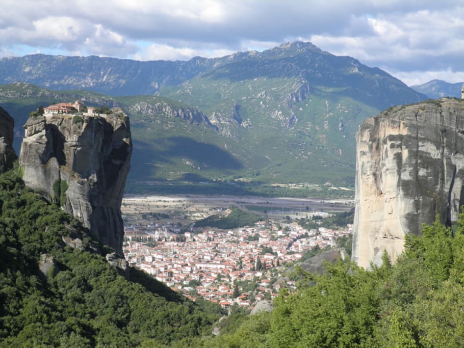 meteora, greece, mo, monastery, mountain, architecture, built structure HD wallpaper