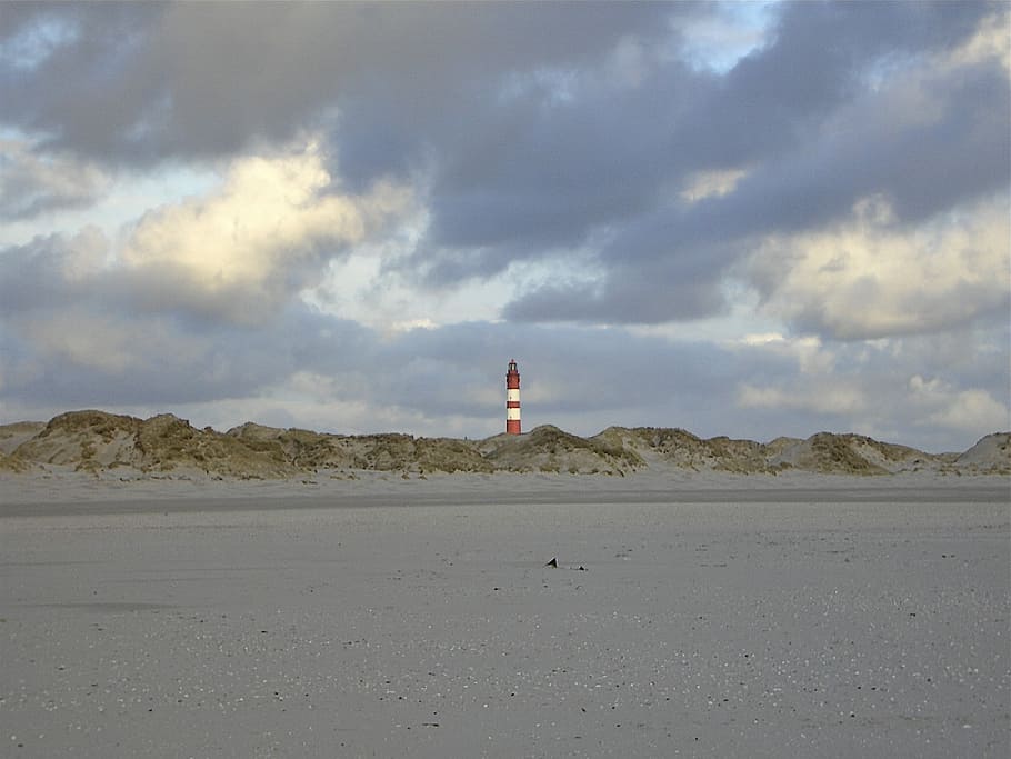Amrum, Beach, Island, Lighthouse, wide, sky, cloud - sky, sand, HD wallpaper