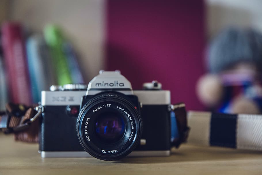 analog camera, lens, macro, minolta, photographic equipment HD wallpaper