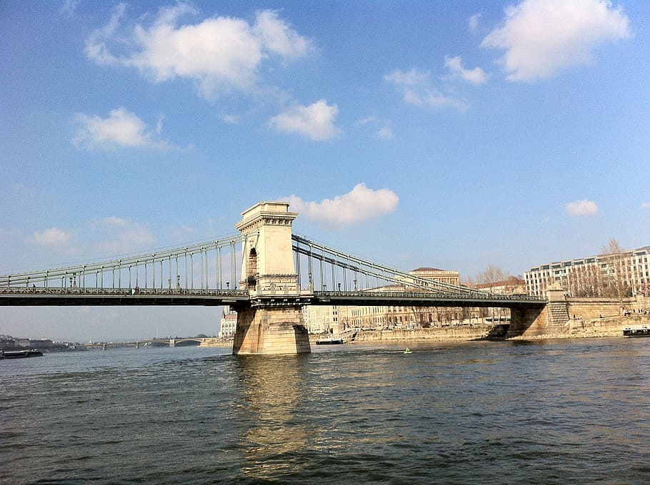 budapest, bridge, hungary, sky, bridge - man made structure HD wallpaper