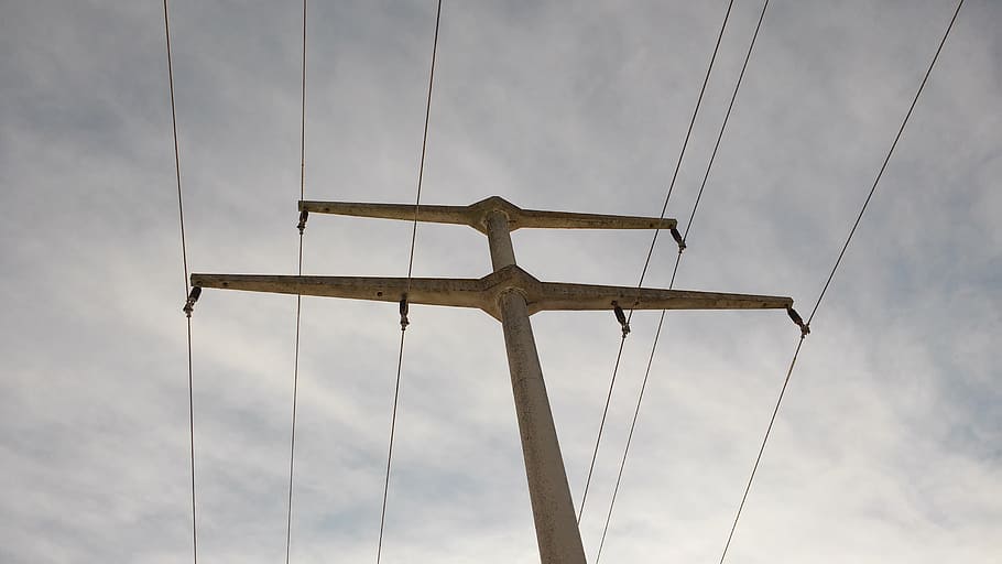 strommast, power line, sky, pylon, electricity, high voltage HD wallpaper