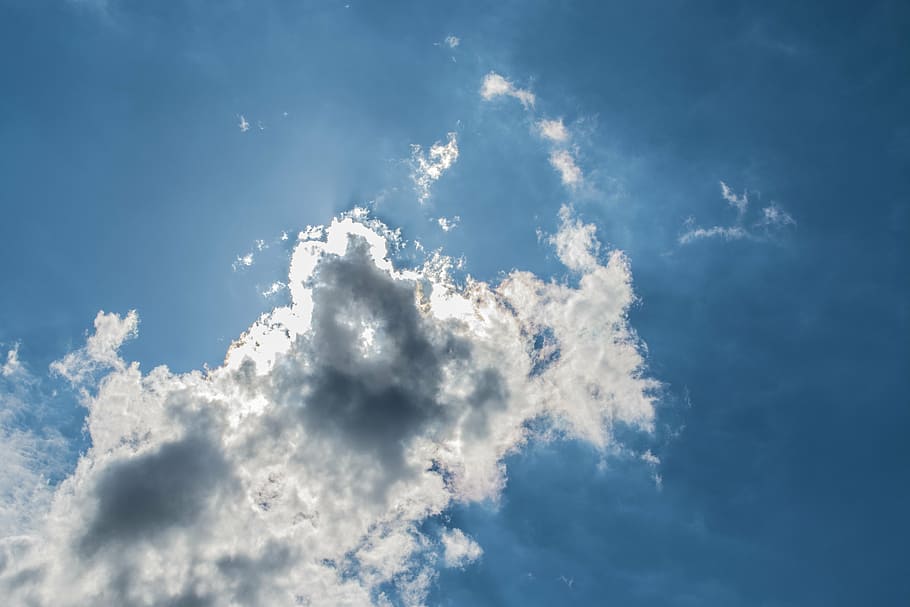 clouds, blue, sky, sunbeam, summer, clouds form, steel blue HD wallpaper