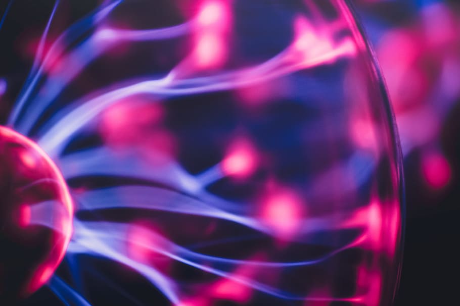 pink and purple plasma ball, electricity, red, blue, power, energy, HD wallpaper