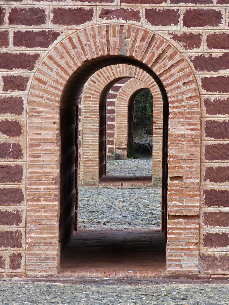 arc, masonry, architecture, perspective, bridge, bobeda, brick HD wallpaper