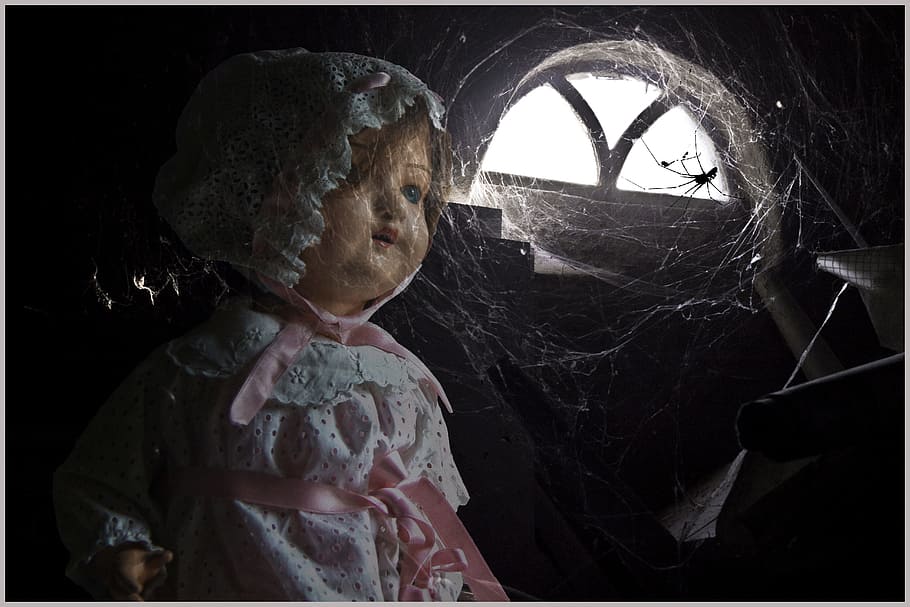 doll, darkness, horror, spider, human representation, auto post production filter HD wallpaper