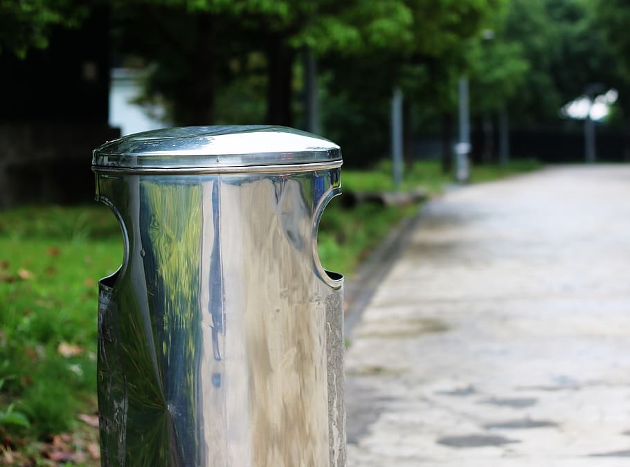 trash, can, clean, no people, day, focus on foreground, plant HD wallpaper