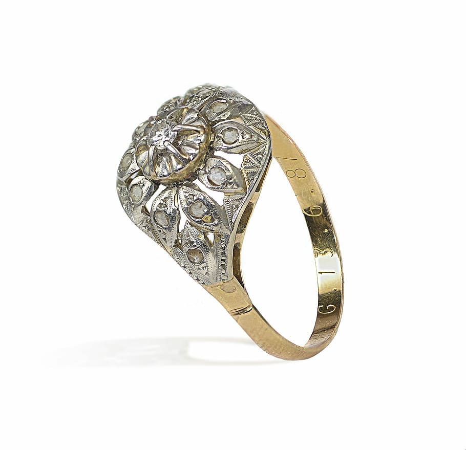 Ring, Jewel, gold colored, white background, luxury, no people HD wallpaper