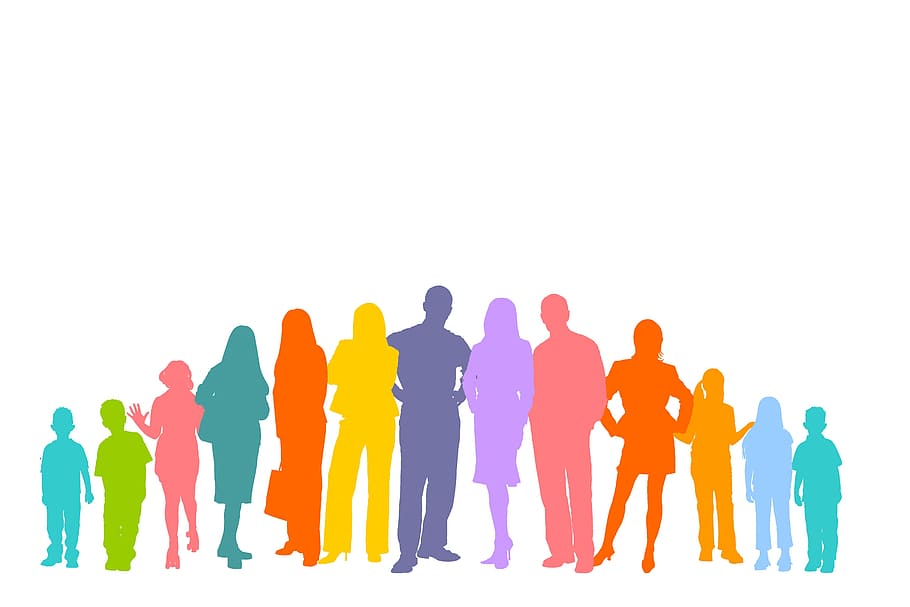 silhouette of people illustration, crowd, human, silhouettes, HD wallpaper