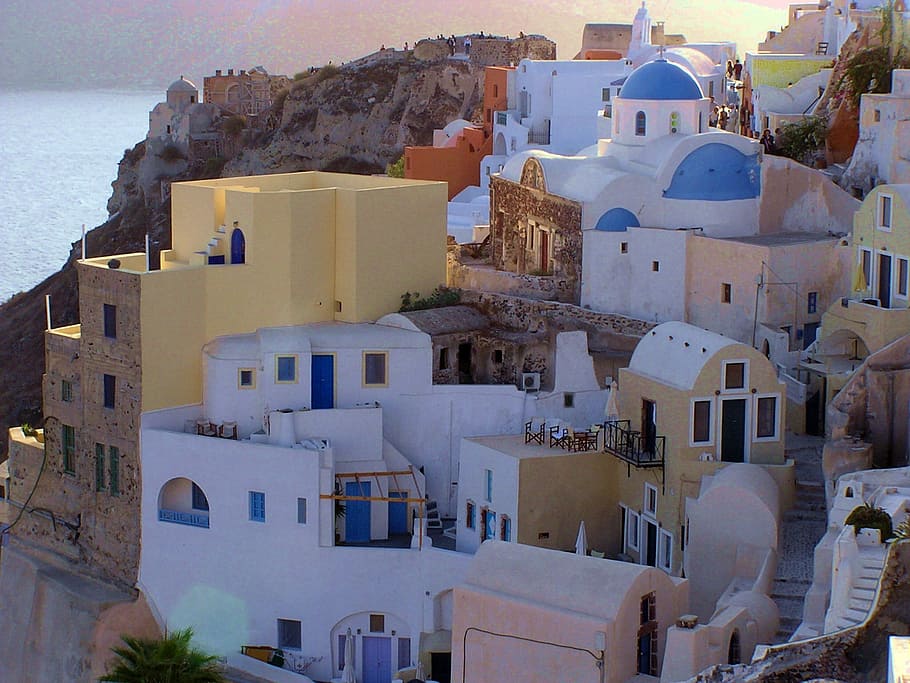 Santorini, Greece, Boiler, oia, cyclades Islands, sea, architecture, HD wallpaper