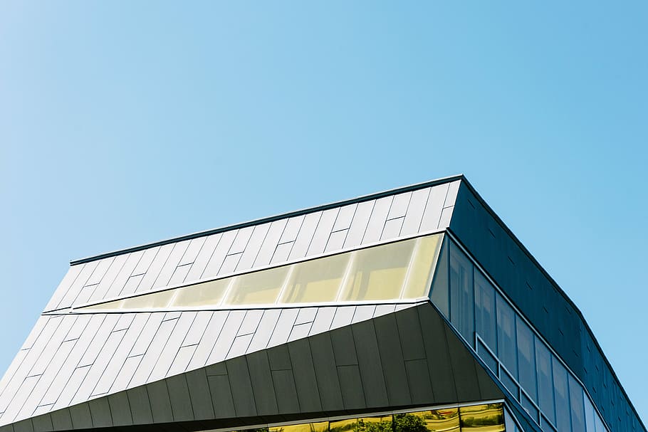 gray concrete building, architecture, geometric, abstract, modern HD wallpaper