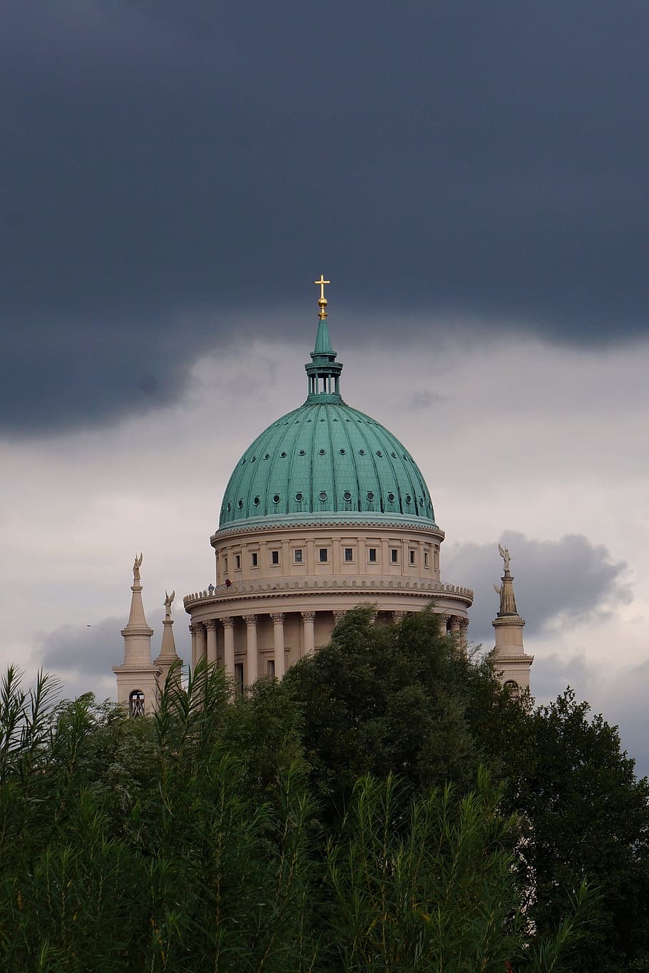 church, potsdam, clouds, architecture, building, historically HD wallpaper