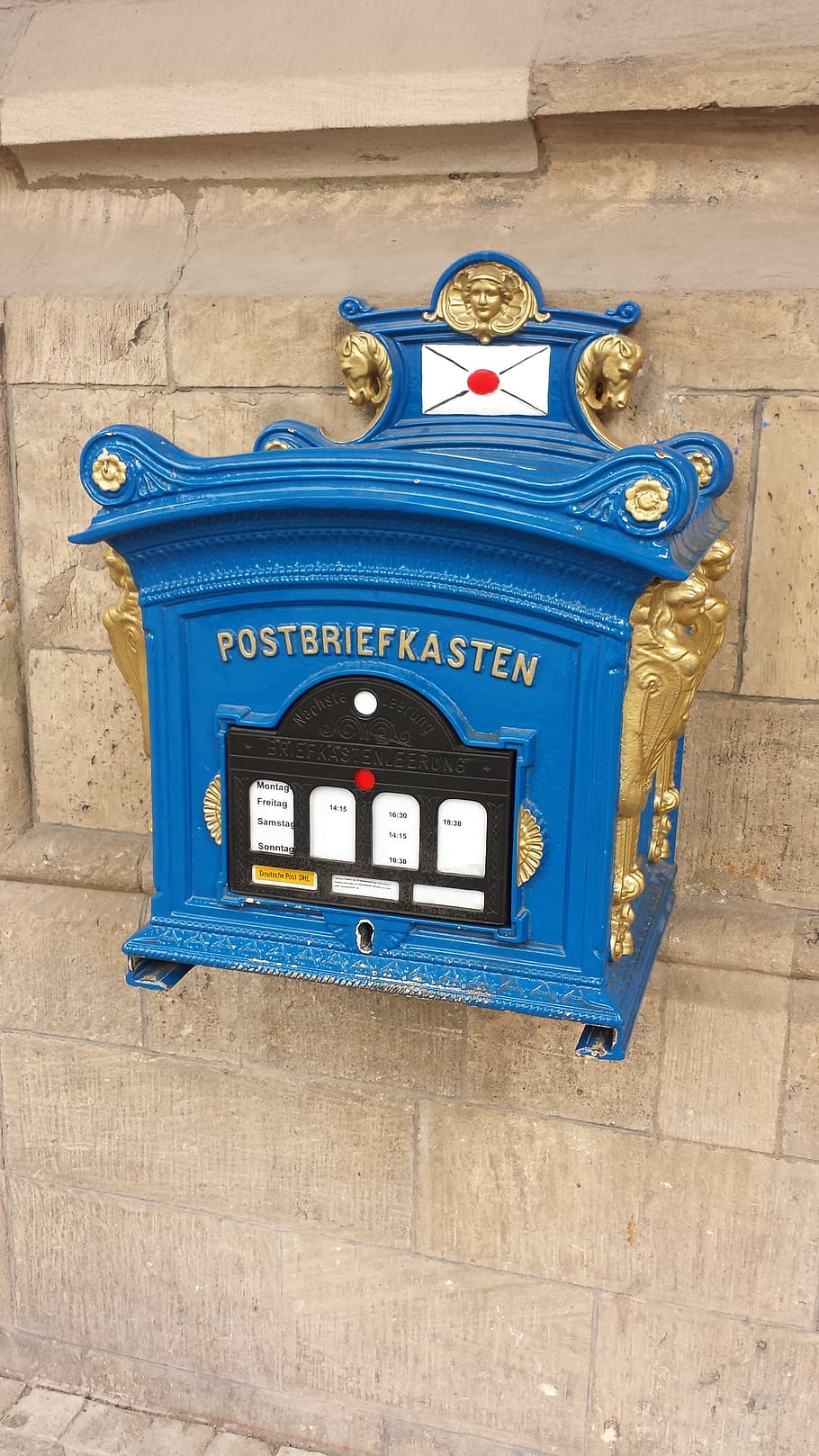 retro, old, mailbox, blue, communication, text, wall - building feature HD wallpaper