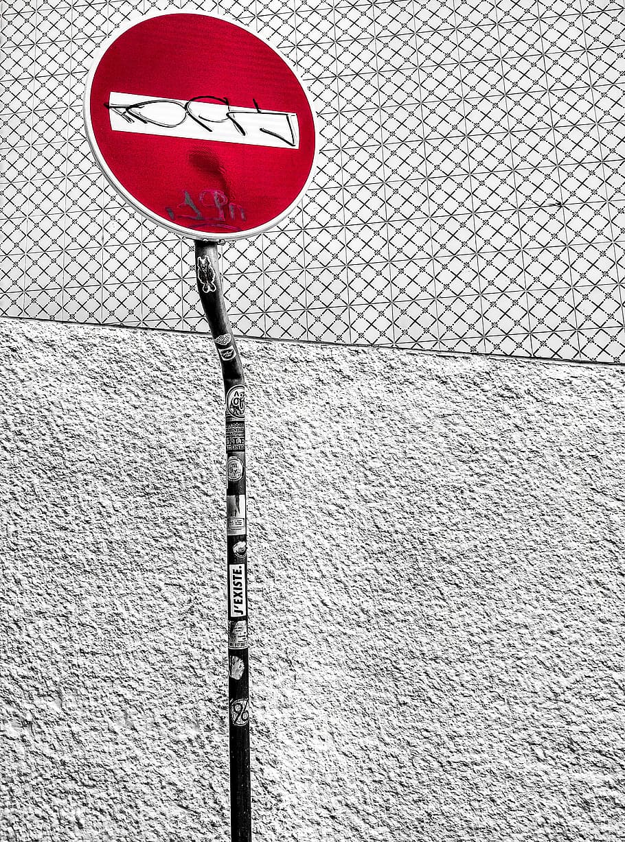 do not enter signage, red and gray steel signage on gray surface, HD wallpaper
