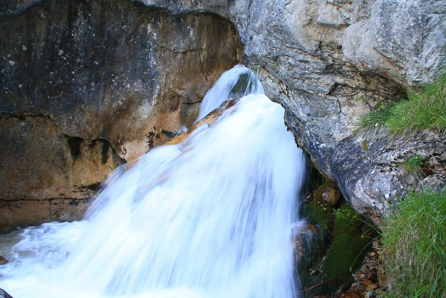 Austria, Waterfall, Wander, ice, blurred motion, nature, rock HD wallpaper