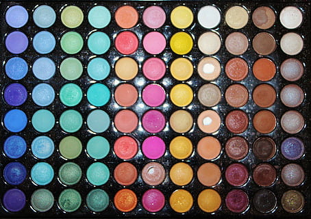 close up photography of assorted-colored eyeshadow palette HD wallpaper