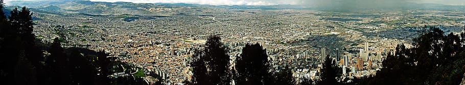 Panoramic Cityscape of the Metropolis of Bogota, Colombia, city sprawl