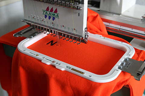 HD wallpaper: white and red sewing machine, embroidery, sweater, yarn ...