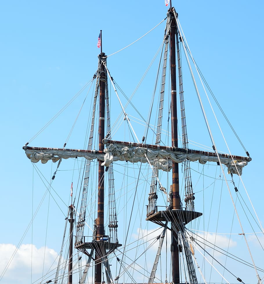 Galleon, Ship, Masts, Sails, Vintage, galleon ship, retro, antique