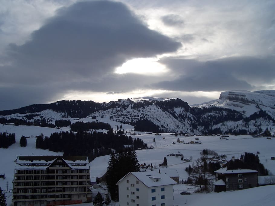 switzerland, mountains, view, snow, winter, cold temperature HD wallpaper