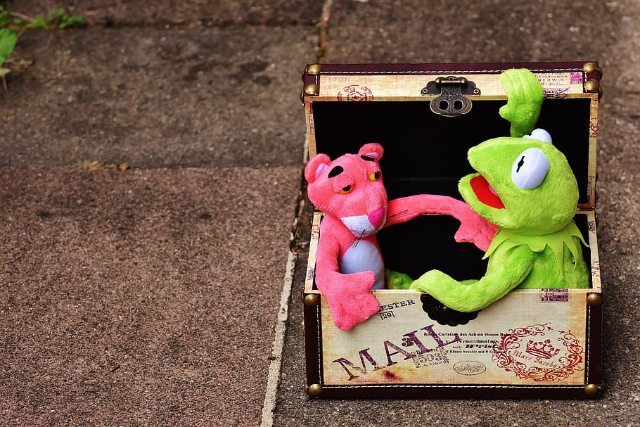 Hd Wallpaper Plush Toys Kermit The Pink Panther Box Chest Suitcase Fun Wallpaper Flare