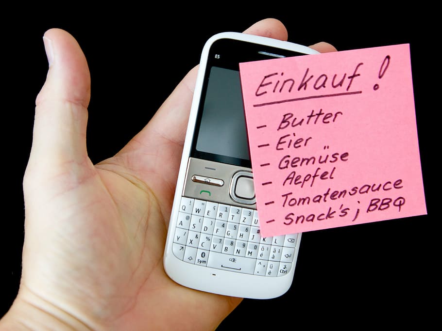 hand, mobile, note, list, embassy, message, purchasing, telephone HD wallpaper